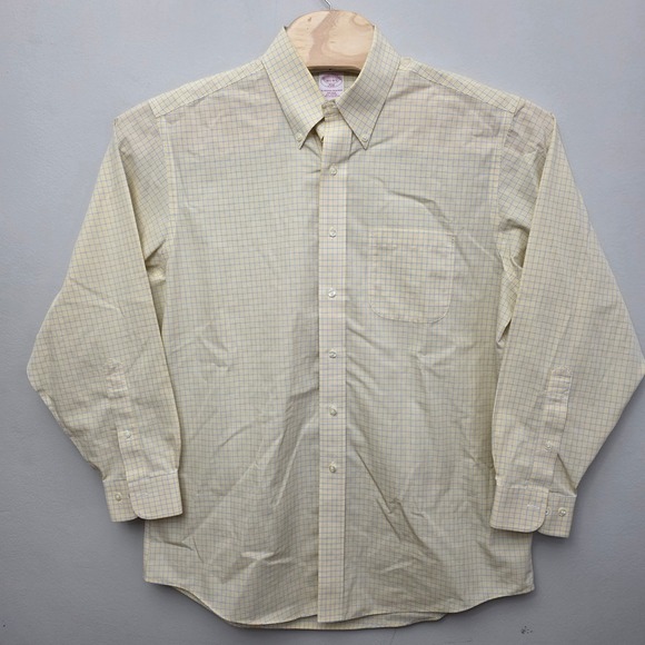 Brooks Brothers Other - Brooks Brothers 346 Mens Yellow Blue Micro‎ Check Non-Iron Shirt 16.5 34/35